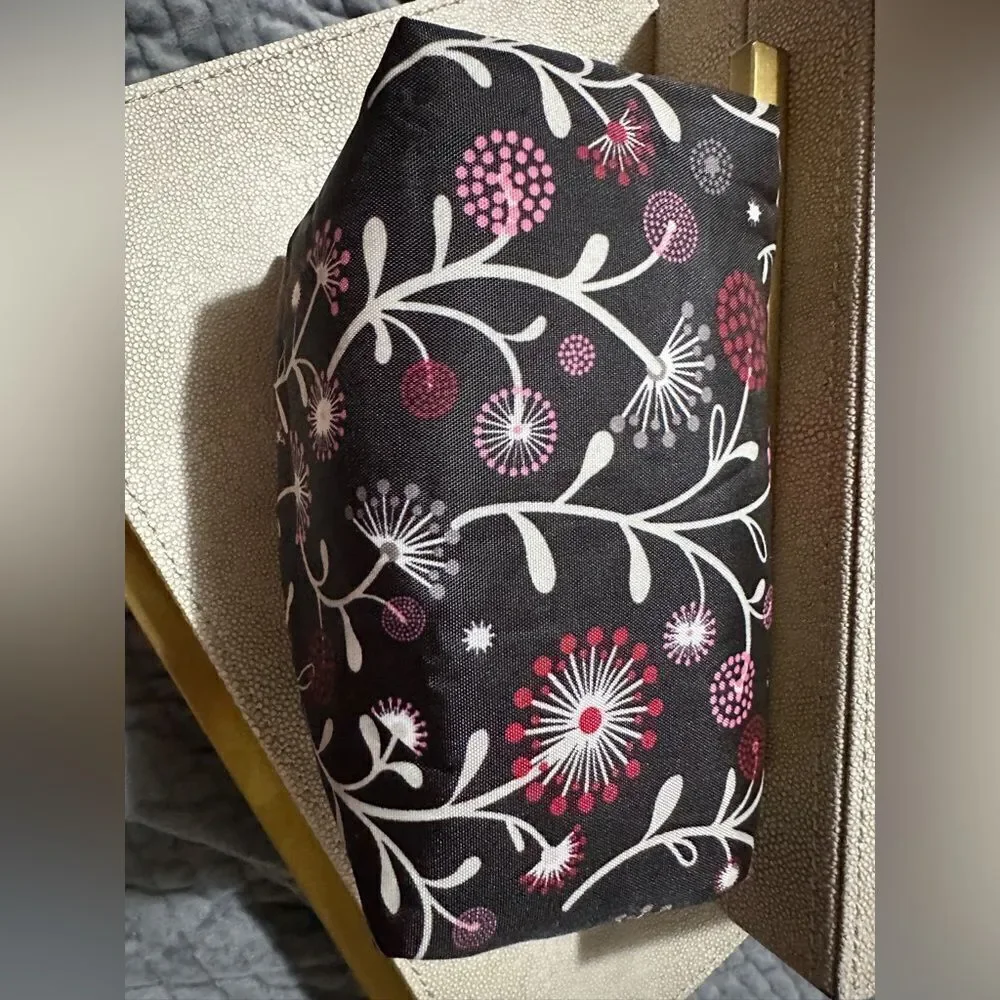 Floral Makeup Bag | Compact & Stylish Floral Black and Pink Women's Bag